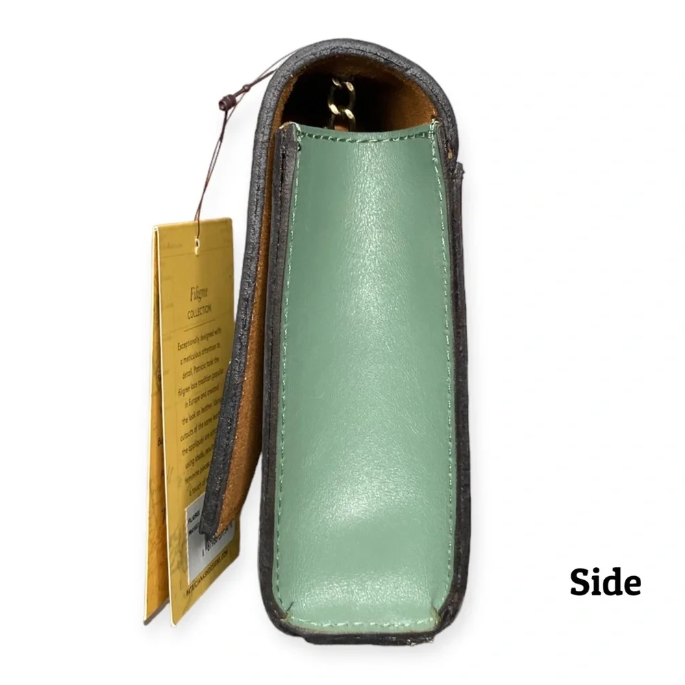 Patricia Nash Giada Chain Bag Filigree Sage Green Leather Shoulder Crossbody - Picture 10 of 16